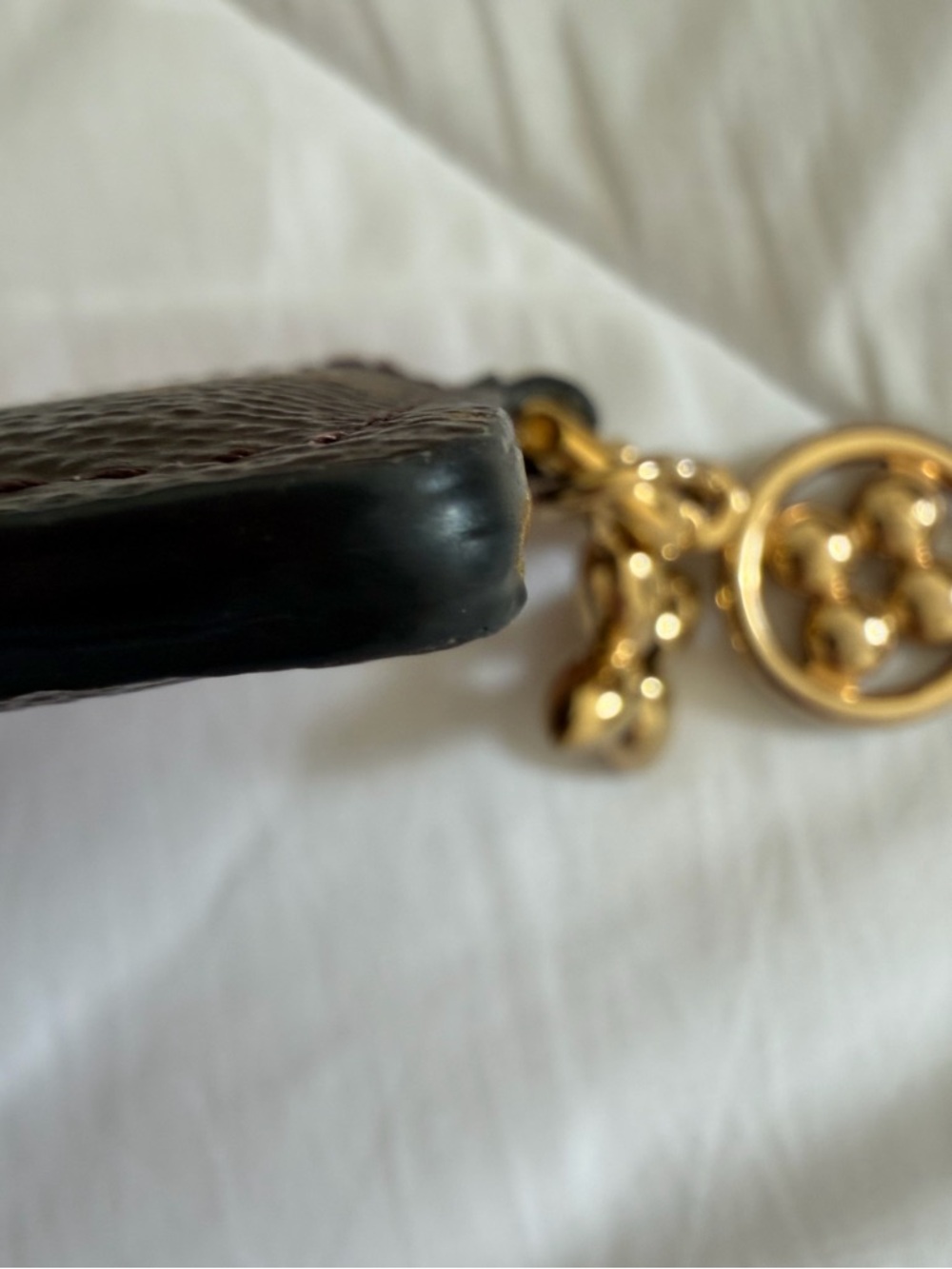 Louis Vuitton Brown Monogram Card Pouch with Pink Trim and Gold Charm-authentic - Picture 5 of 9